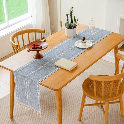 Solid Colour Woven Hollow Fringe Table Runner Home Dining Tablecloth Decoration