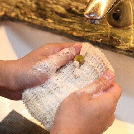 1/2/4/8X Flax Soap Exfoliating Bags with Foaming Net & Drawstring