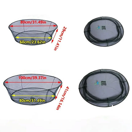 Open Folding Fishing Net Round Fishnet Portable Fish Pocket for Outdoor Angling