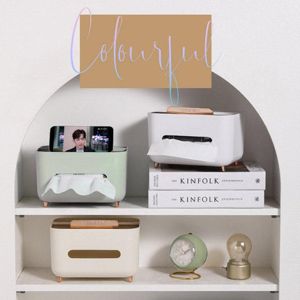 Tissue Box Dispenser Storage Box Napkin Case Remote Control Box Multi-Function