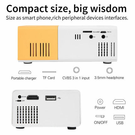 Portable Mini Pocket Projector LED Home Cinema HD 1080P HDMI Remote Control