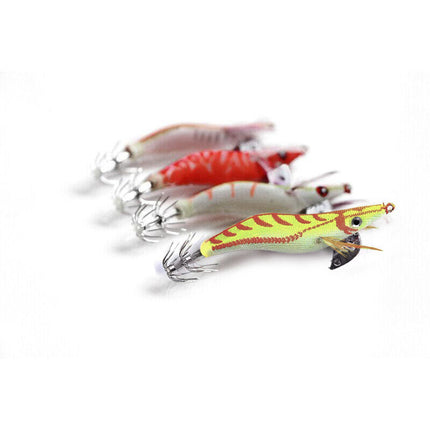 4PCS Glow Squid Jig Lures Double Hook Egi Bait for Calamari and Saltwater Fishing
