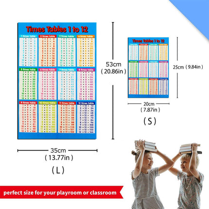 Multiplication Educational Time Tables Maths Children Wall Chart Poster Kids - Aimall