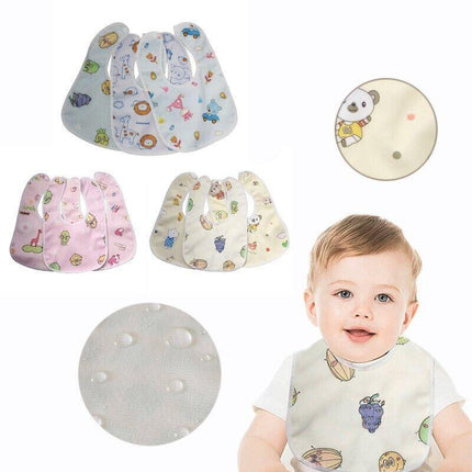 3X Baby Bibs Set Waterproof 100% Cotton Soft Kid Boy Girl Gift Adjustable 0-1yr - Aimall