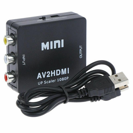 Composite AV CVBS 3RCA to HDMI Video Cable Converter 1080p Upscaling Black - Aimall