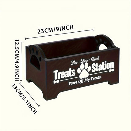 Dog Treat Container Wood Dog Food Storage Box for Cat Dogs with Paw Print Design
