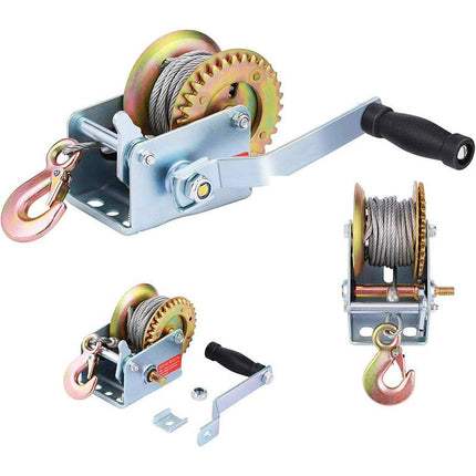 1200 lbs Hand Winch 8M Steel Wire Rope Hand Winch Manual Car Boat Trailer Camper
