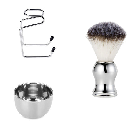 3 IN 1 Mens Beard Brush Soft Nylon Hair Portable Facial Shaving Grooming Tool