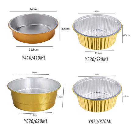 50PCS Thickened Round Aluminum Foil Containers with Plastic Lids