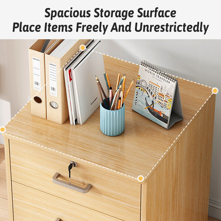 3-Drawer Rolling File Cabinet W/ Lock Under Desk Filing Cabinet for Home Office
