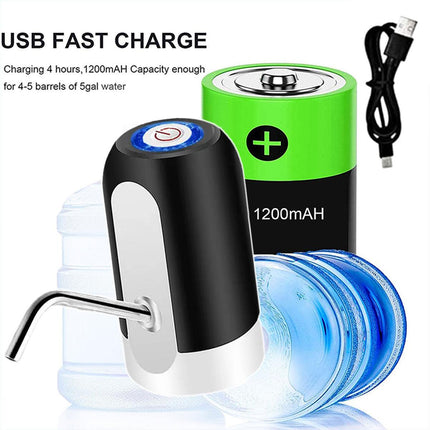 Electric Water Bottle Pump Dispenser Drinking Usb Button Black White Drinking