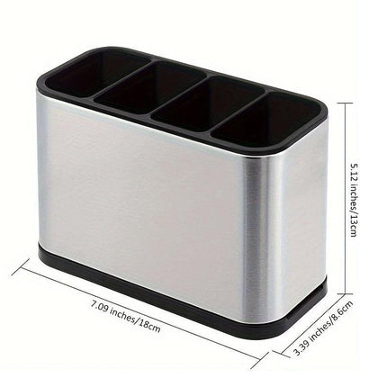4Compartments Stainless Steel Cutlery Holder Chopsticks Storage Organizer Bucket