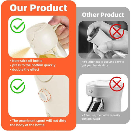2-in-1 470ml Glass Oil Bottle Spray Pour Automatic Pressure Control Kitchen Tool