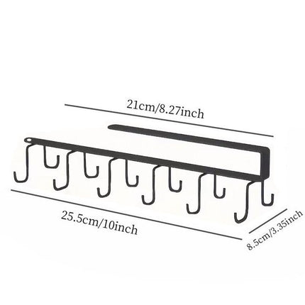 2pcs No Punch Cup Holder Double Row Hooks Mug Storage Rack for Kitchen Shelves