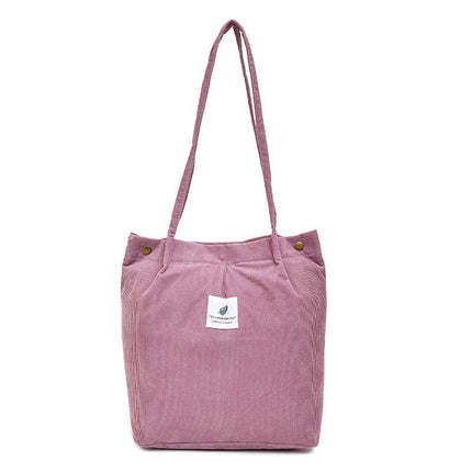 Women Corduroy Applique Tote Bags Handbag Messenger Canvas Shoulder Bag Travel - Aimall