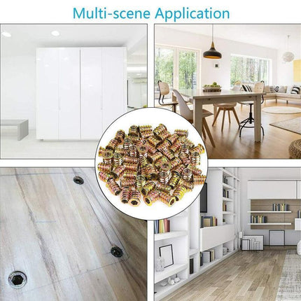120PCS M6 Zinc Alloy Furniture Hex Drive Flat Head Nut Threaded For Wood Insert - Aimall