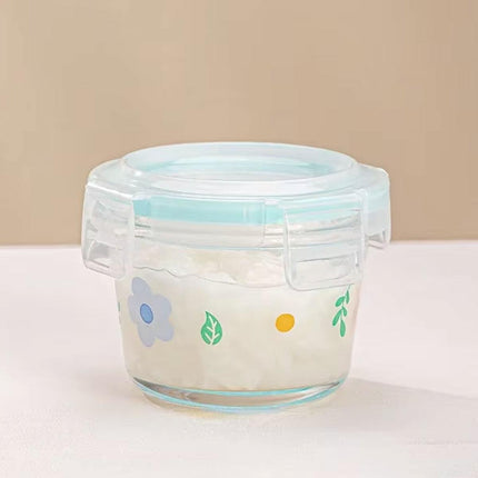 2pcs Glass Food Lunch Box Portable Fresh Seal Storage Container for Meal
