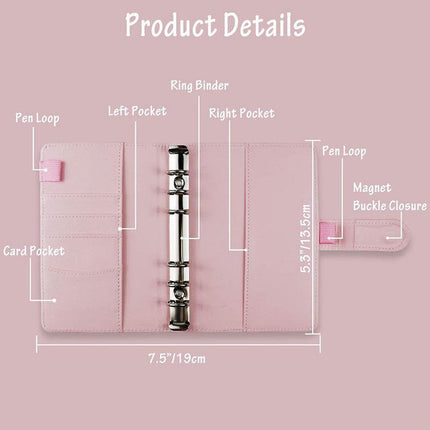 A6 Pu Leather Binder Pockets Cash Envelope Planner Notebooks