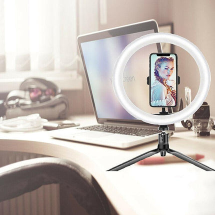 10”LED Dimmable Ring Light with Selfie Tripod for Makeup & Live Streaming