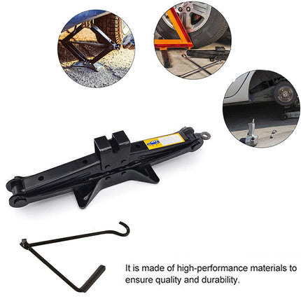 2 Ton Scissor Jack Car Van Wind Up Tyre Lift Chrome Crank Handle Emergency Tool