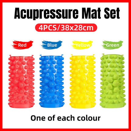 4PCS Shiatsu Foot Massage Pad Reflexology Board Foot Care Relaxation Mat