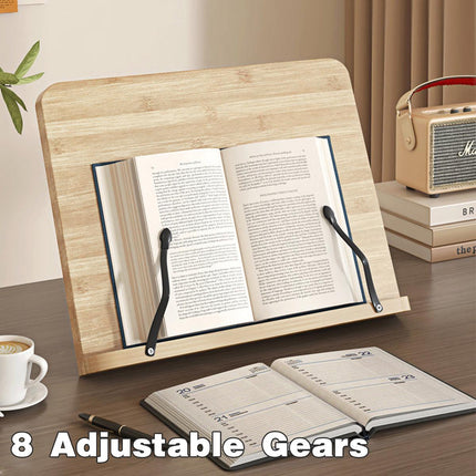 Wooden Adjustable Reading Stand Multifunctional Book Holder Bracket for Desk