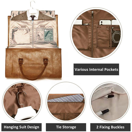PU Leather Travel Duffel Bag Men Weekend Overnight Luggage Bag for Travel Sports