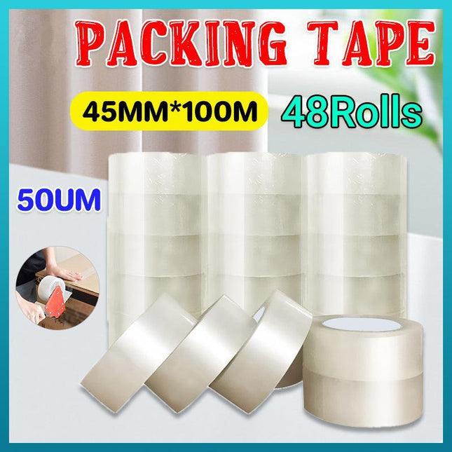 48Rolls 50Um 45Mm 100M Heavy Duty Packing Tape Packaging Clear Sticky Sealing Au - Aimall