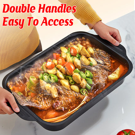 Barbecue Baking Pan Carbon Steel Non Stick Rectangular Grill Tray for Oven BBQ