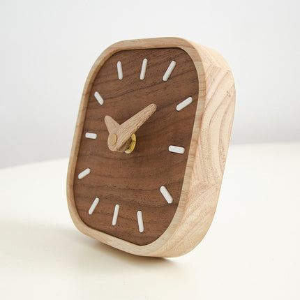 Quiet Running Solid Black Walnut Wood Desk Clock Small Table Clock Home Decor