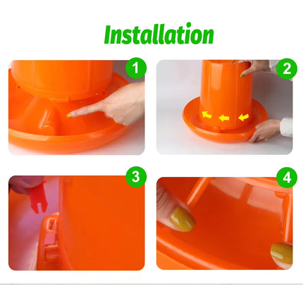 Chicken Feeder Trough Food Bowl Feed Pail Large Capacity for Poultry Coop Farm