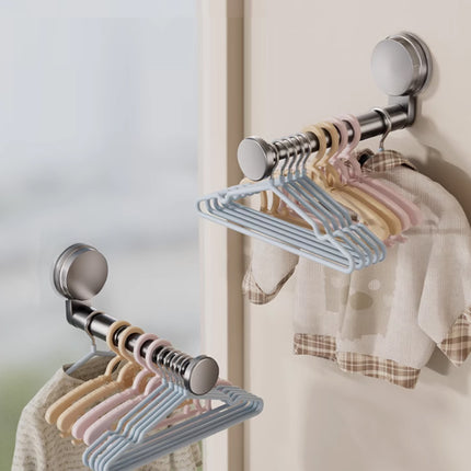 2 Pcs Telescopic Clothes Hangers With Suction Cups For Smooth Walls