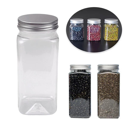 20pcs Square Transparent Plastic Bottle with Aluminum Cap Sealed Jar for Food
