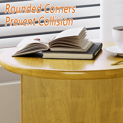 Wooden Round Side Table Sofa Corner Table Simple Family Living Room End Table