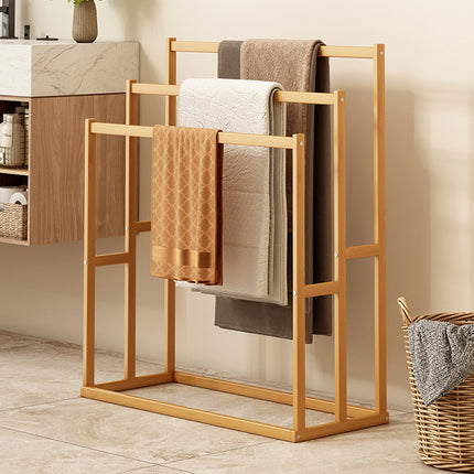 Bamboo Floor Standing Towel Rack Durable Space Saving for Bathroom Bedroom Use
