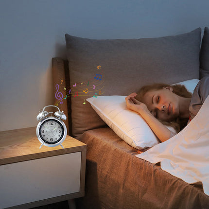 Extra Loud Metal Bell Alarm Clock Rechargeable For Heavy Sleepers Wake-Up