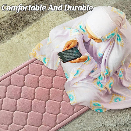 Prayer Mat Islamic Muslim Ramadan Non-slip Flannel Worship Paded Carpet Soft Rug