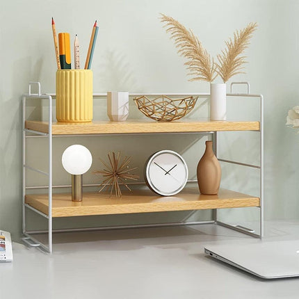 Double Layer Storage Shelf Desktop Organizer Cosmetics Stationery Rack for Desk
