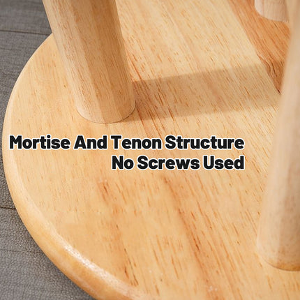 Wooden Round Stool Shoe Changing Low Stool Sturdy Compact for Entryway Home Use