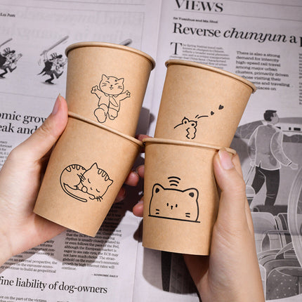 300PCS Disposable Food-Grade Paper Cups 250ml LeakProof for Party Water Hot Cold