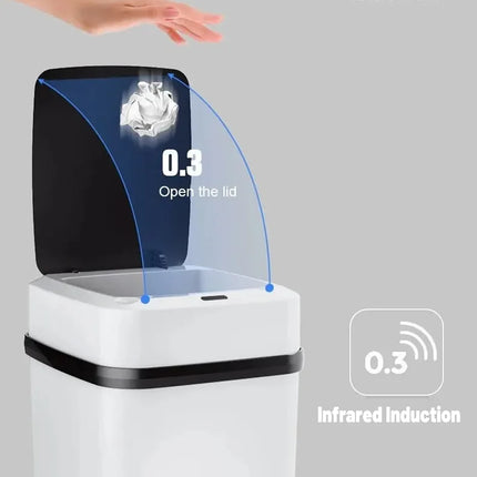 Automatic Sensor Trash Bin 12L Motion Kitchen Rubbish Can Touchless White