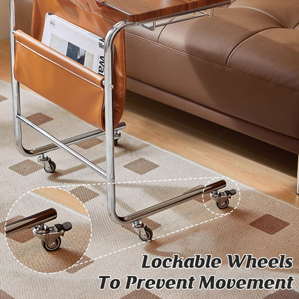 Wheeled Desk For Home Office Bedroom Lockable Wheels Space Saving Sturdy Use