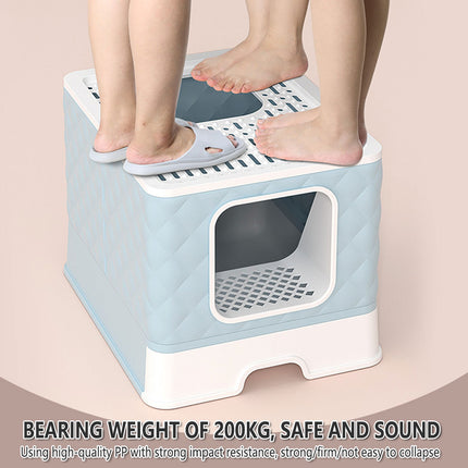 Cat Litter Box Large Capacity Drawer Type Design Enclosed Toilet for Indoor Pet