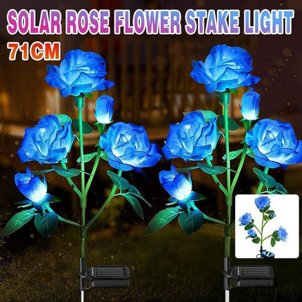 5 Led Solar Power Rose Flower Stake Lights Outdoor Garden Path Luminous Lamps - Aimall