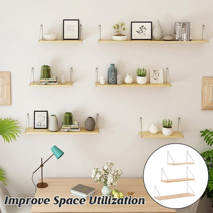 3 PCS Hole Free Wall Mounted Shelf Decor Space Saving for Home Bedroom Storage