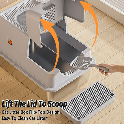 Cat Litter Box Fully Enclosed Flip Top Design Large Size Covered Toilet for Pets