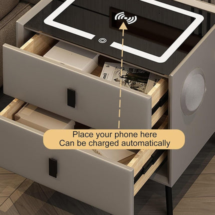 Smart Bedside Table Modern Multi Functional Storage Cabinet Nightstand Organizer