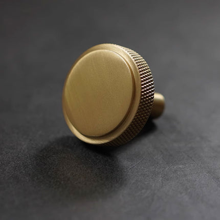 Brass Handle Modern Simple Knurled Copper Pull Closet Drawer Cabinet Door Handle