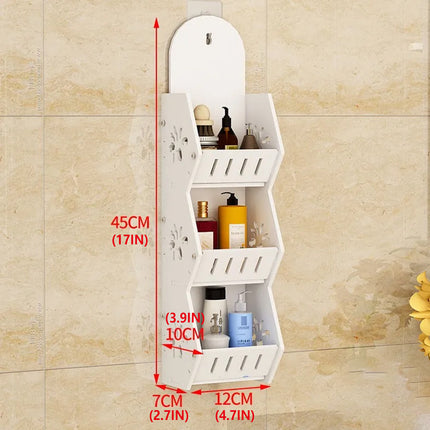 Bathroom Wall Mounted Multi Layer No Drill Storage Shelf Bathroom Organizing