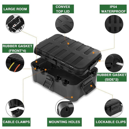 Black Large Square Junction Box Outdoor Moisture Proof Line Protection Box